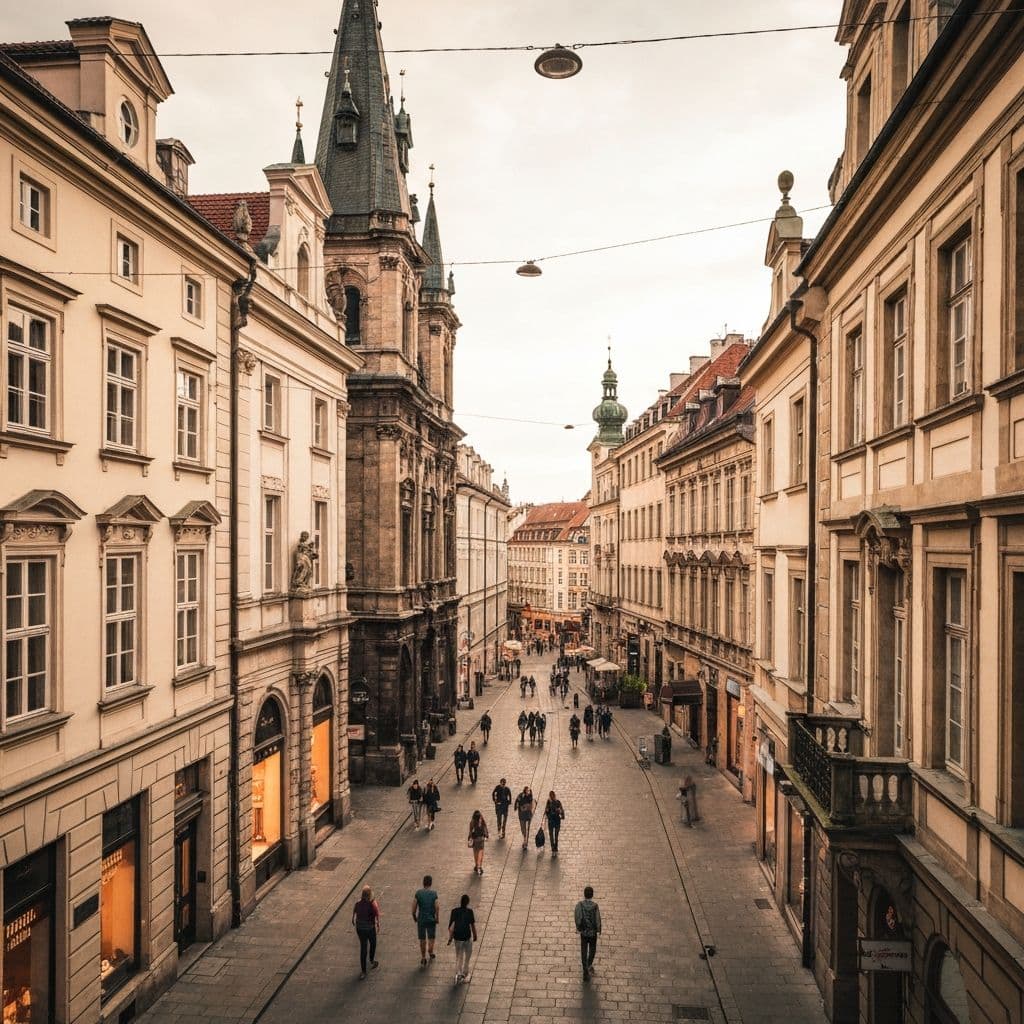 European city streets with historic architecture